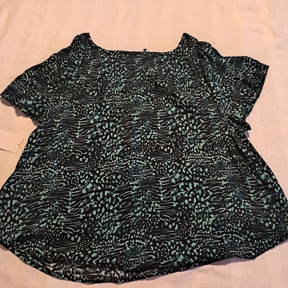 Ellos women's size 20 blouse green, black & white, New - Picture 4 of 6